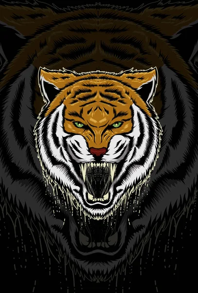 Tygrys Wektor Ilustracja Strony Rysunek — Wektor stockowy
