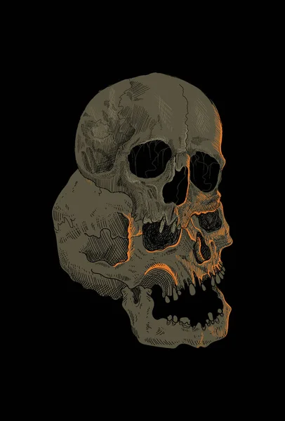 Skull Ilustrace Ruční Kresba — Stockový vektor