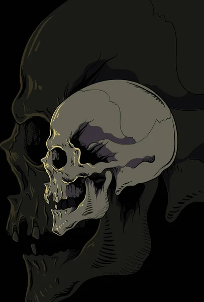 Skull Vektorové Ilustrace Ruční Kresba — Stockový vektor