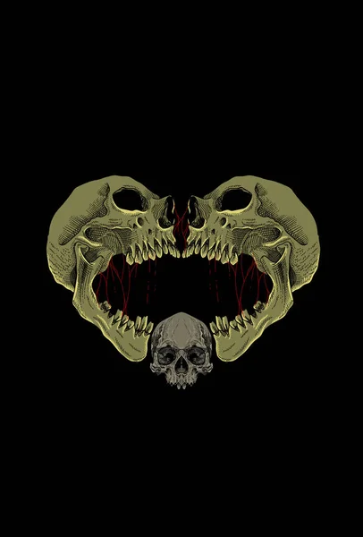 Crâne Avec Illustration Sanguine — Image vectorielle