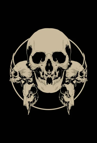 Crânes Tête Illustration Vectorielle Illustration — Image vectorielle