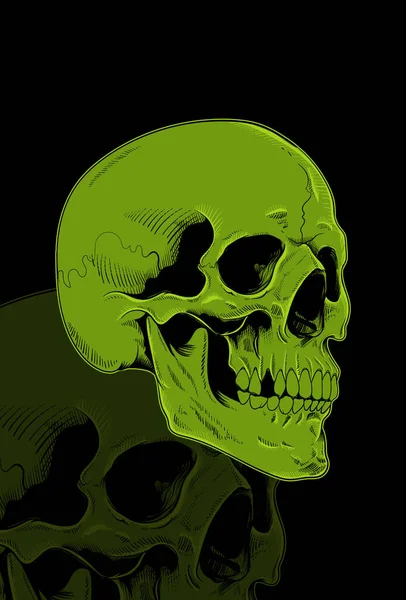Cráneo Cabeza Vector Ilustración — Vector de stock