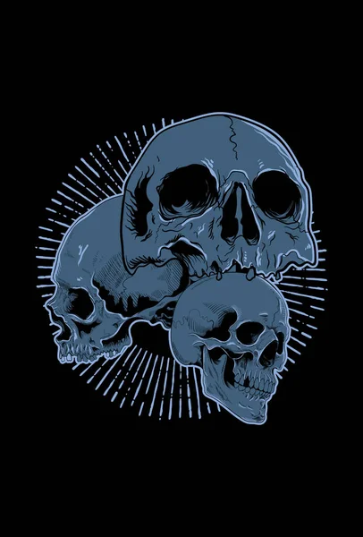 Illustration Vectorielle Trois Têtes Crâne — Image vectorielle