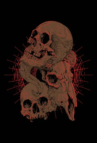 Skull Goat Skull Detail Artwork Illustration — Stock Vector