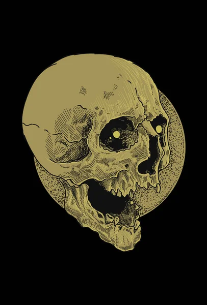 Arte Escura Crânio Demônio Cabeça Humana Com Olho Obra Arte —  Vetores de Stock