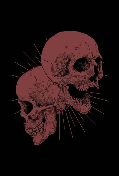 Skull Head Artwork Illustration — Stock Vector