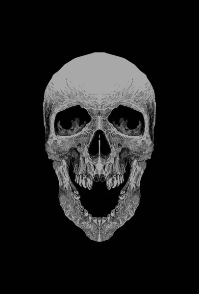 Skull Demon Head Human Illustration Black Art Ornament — 스톡 벡터