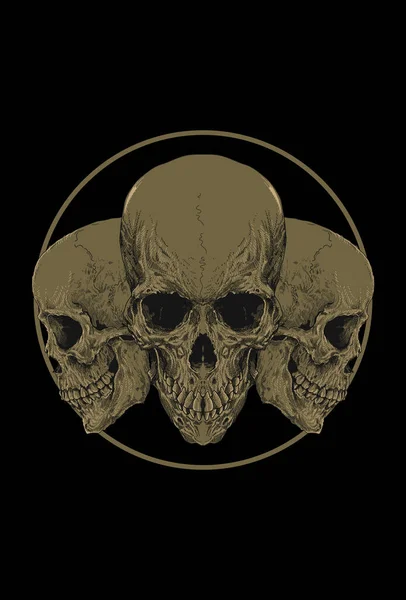 Skull Vicious Circle Artwork Illustration — Stock Vector