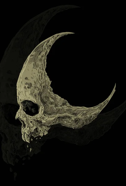 Head Skull Moon Artwork Illustration — Stock Vector