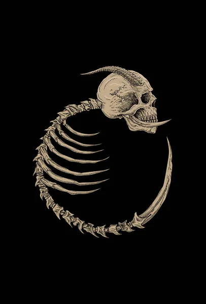 Crâne Tête Avec Cornes Illustration Illustration — Image vectorielle