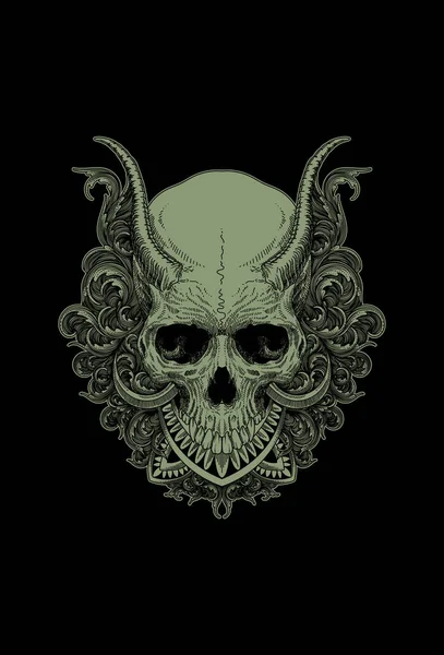Crâne Avec Illustration Ornementale — Image vectorielle