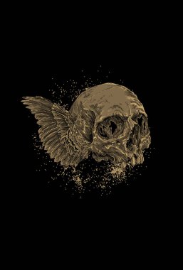 Kanatlı kafatası vektör çizimi