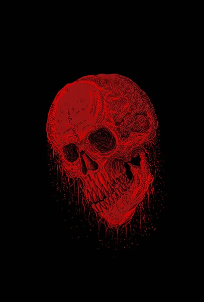 Illustrazione Della Testa Del Cranio Sanguinosa — Vettoriale Stock
