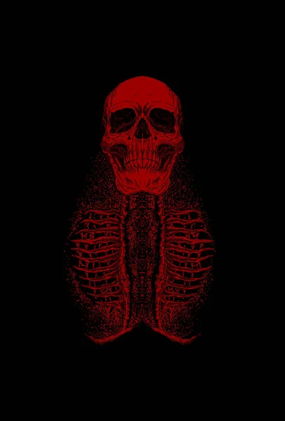 Tête Crâne Humain Avec Illustration Ornementale — Image vectorielle