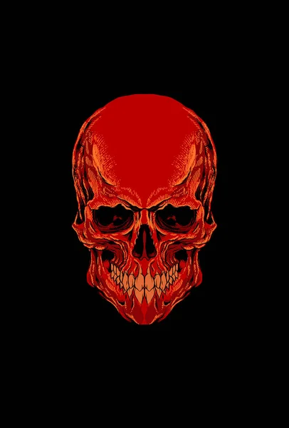 Ilustración Vectores Color Rojo Cráneo — Vector de stock