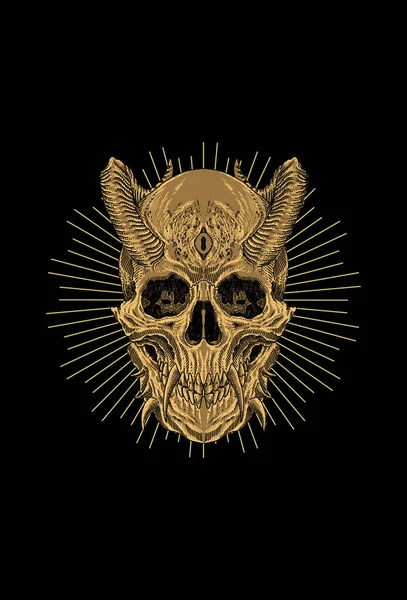 Crâne Avec Corne Illustration Vectorielle Lumineuse — Image vectorielle