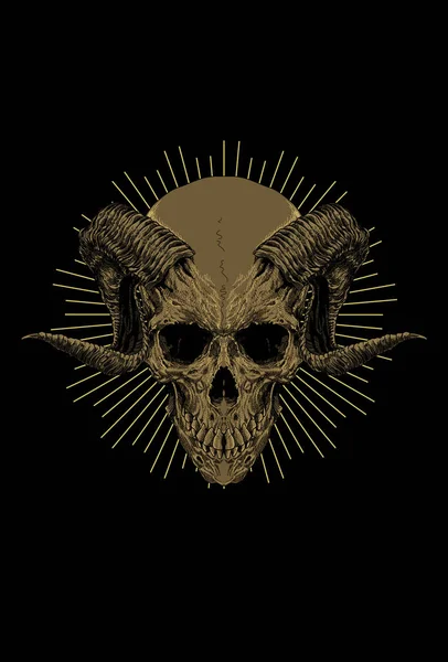 Crâne Avec Corne Illustration Vectorielle Lumineuse — Image vectorielle