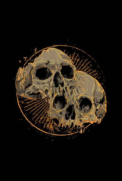 Crâne Jumeau Avec Illustration Vectorielle Lumière — Image vectorielle