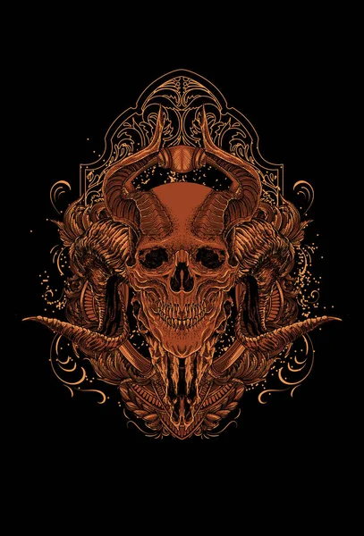 Skull Goat Skull Ornament Vector Illustration — Stock Vector