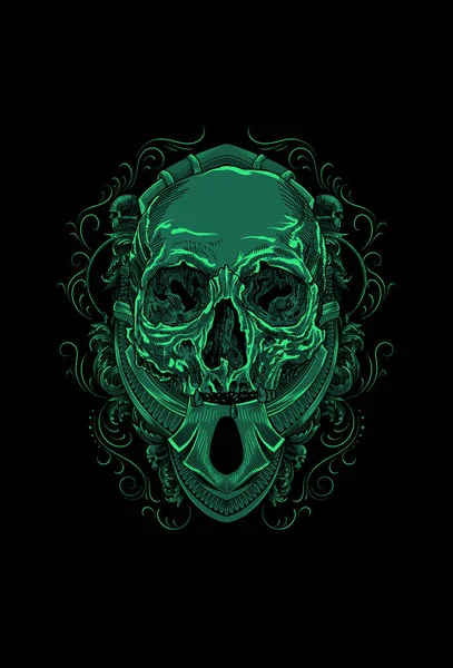 Crâne Avec Illustration Vectorielle Ornement — Image vectorielle