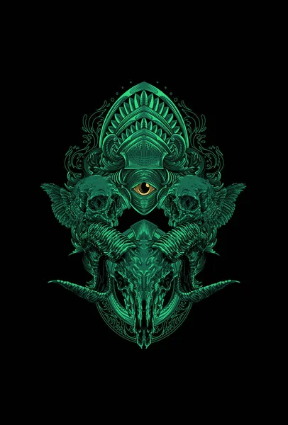 Goat Skull Skull Ornament Vector Illustration — Stock Vector