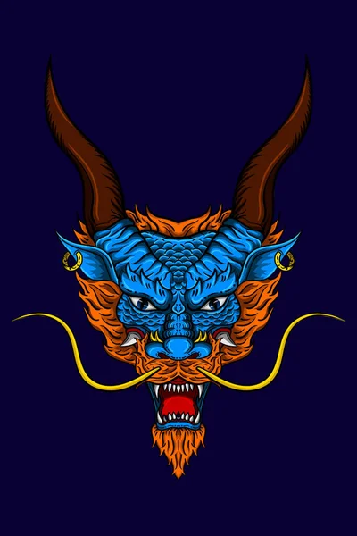Dragon Niebieski Kolor Wektor Ilustracja — Wektor stockowy