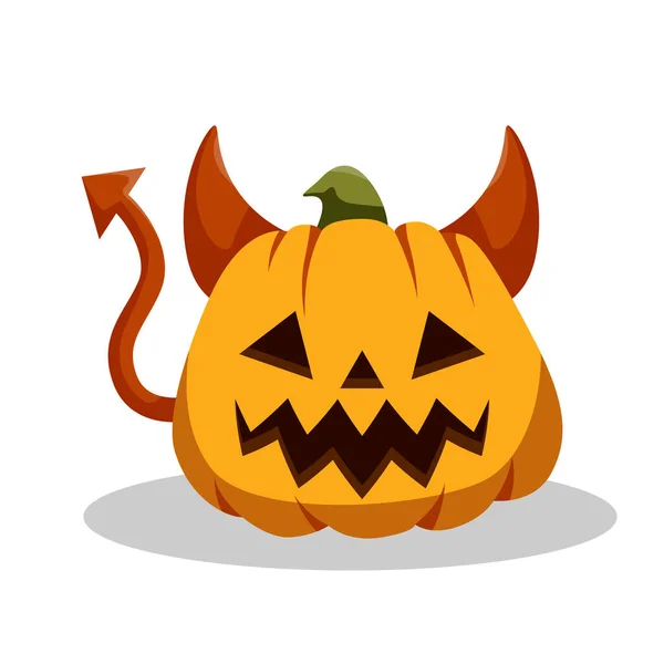 Halloween Dýně Démon Design Ploché Ilustrace — Stockový vektor