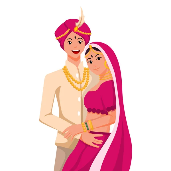 Casamento Indiano Personagem Vector Ilustração — Vetor de Stock