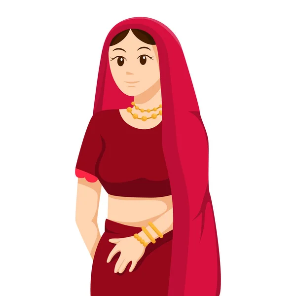 Panny Młode Indyjskie Wedding Character Design Illustration — Wektor stockowy