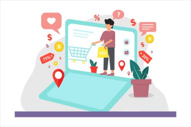 Online alışveriş düz tasarım