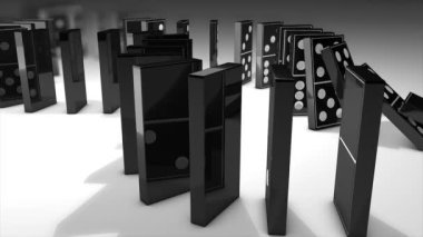 Domino etkisi 3 boyutlu animasyon, çevirme, düşüş, etkileşim, sanat.