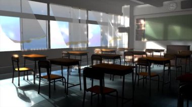 Boş sınıfın pencere görünümü