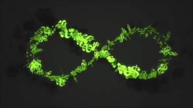 Bilgisayar üretildi, dolar para işareti sonsuzluk şekli oluşturuyor