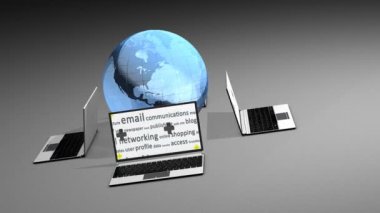 İnternet dünyası konsepti animasyon, web, Seo, medya.