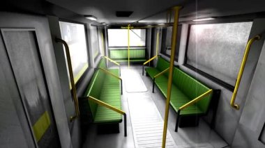 3D animasyon, boş metro treni.