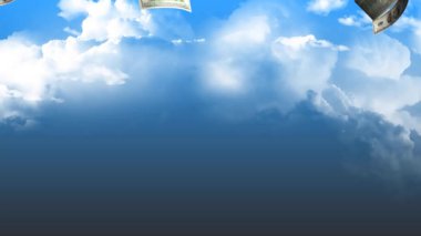 Gökyüzü konseptinden düşen para animasyonu.