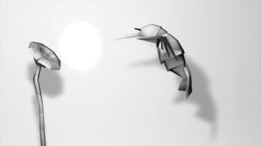 Yaratıcı animasyon, kağıt sinekkuşu, kuş, origami, zanaat.