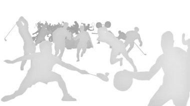 Beyaz siluet spor, düz, 3 boyutlu, arka plan.