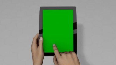 Tablet pc el hareketleri, alfa matte, yeşil ekran dahil.