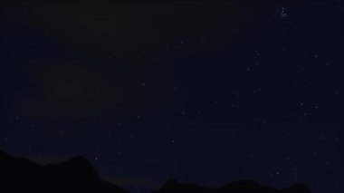 Bir günlük zaman aşımı, gece, yıldızlı gökyüzü, parlak güneş, ay.