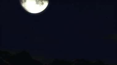 Ay 'ın zaman aşımı, ay, dolunay, gece, cg animasyon.