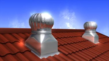 Çatıda rüzgar güdümlü türbin, hava, akış, teknoloji.