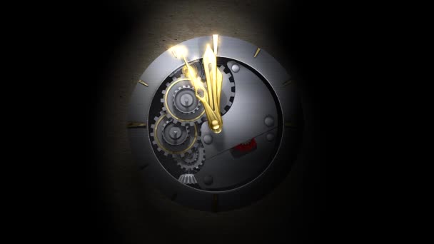 Tolv Clock Mekanisk Klocka Animation — Stockvideo