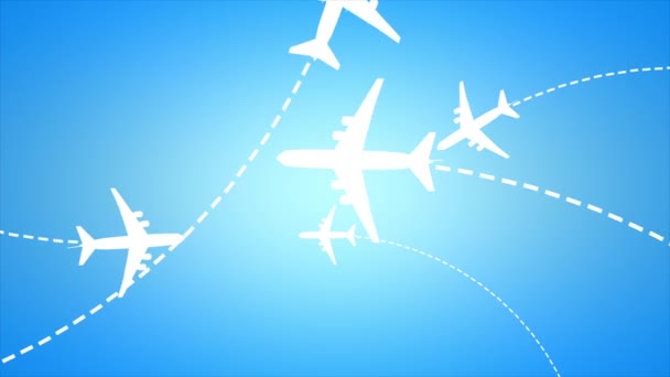 Animación Del Concepto Tráfico Aéreo Matte Incluido — Vídeos de Stock