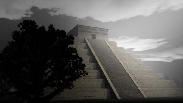 Bir Sanatçı Maya Piramidini Gözünde Canlandırıyor — Stok video