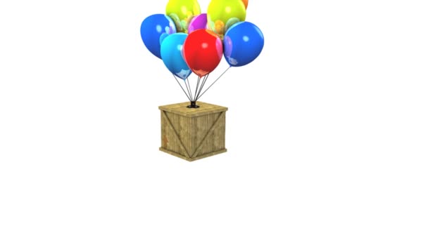 Divertido Conceito Entrega Balão Caixa Madeira Animação — Vídeo de Stock