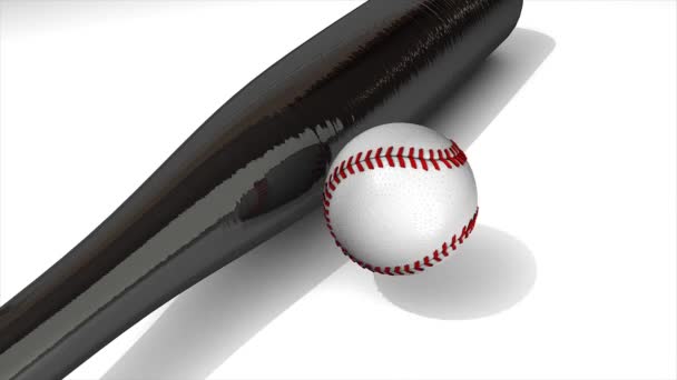 棒球动画 球和球棒盖过白人 — 图库视频影像
