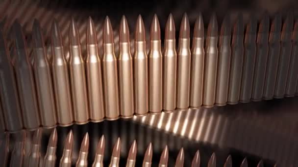 Abstract Bullet Animatie 56Mm Kogels Munitie Pistool Afgevuurd — Stockvideo