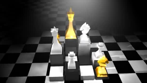 Schachfiguren Animation Schleifenfähig Spiel Brett — Stockvideo