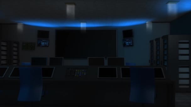 Computergegenereerd Commandocentrum Met Animatie All System Ready — Stockvideo